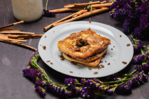 King Cake French Toast With Bourbon Glaze