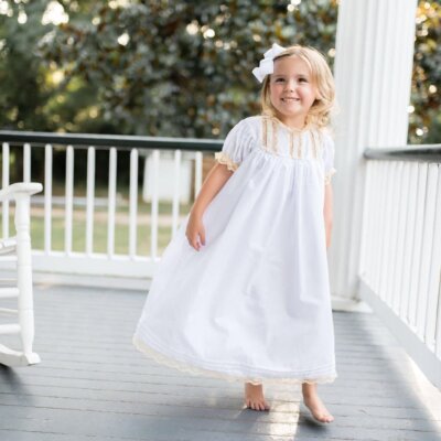 Floral Lace Heirloom Dress in White