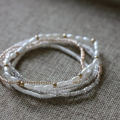 Peace Seed Bead Bracelet Stack