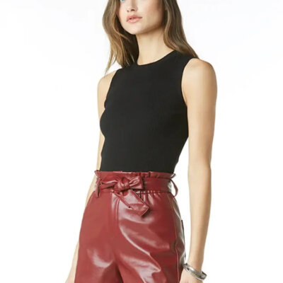 Vegan Leather Tie Waist Shorts