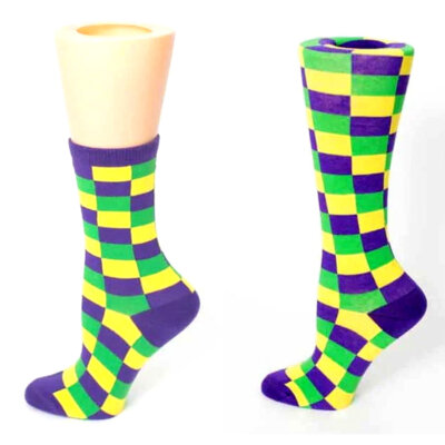 Mardi Gras Checkerboard Socks
