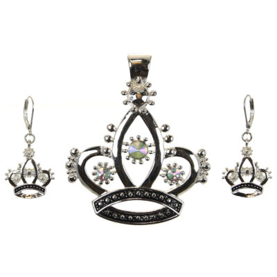 Crown Pendant & Earrings Set