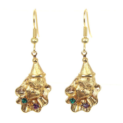 Clown Earrings, Gold