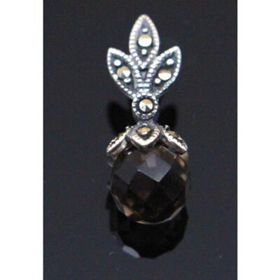 Sterling Silver Smoky Topaz Marcasite Pendant