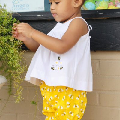 Whitney Little Girl's Tie Back Top with Ruffle Bloomers