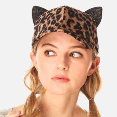 Leopard print baseball hat w/Ears