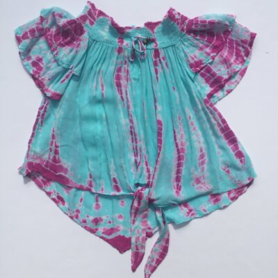 Snake Turq Tiedye Off Shoulder Top
