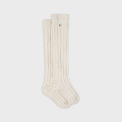 Bone Ribbed Lurex High Socks