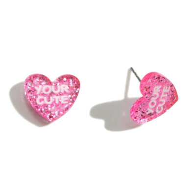 Glitter Your Cute Heart Ear Rings