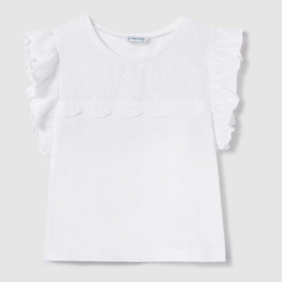White Eyelet Sleeveless Ruffled Top