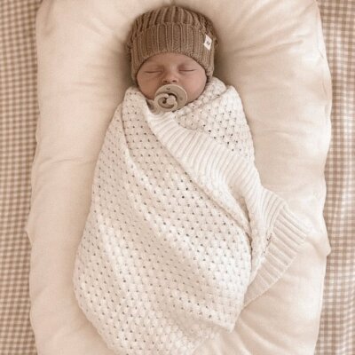 White Basket Weave Baby Blanket