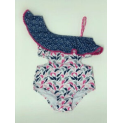 One Shoulder Ruffle Swimsuit Birds