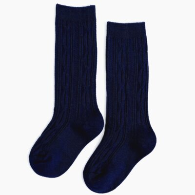 Bright Navy Cable Knit Knee Socks