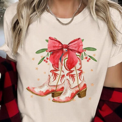 Christmas Cowgirl Boots Graphic Tee
