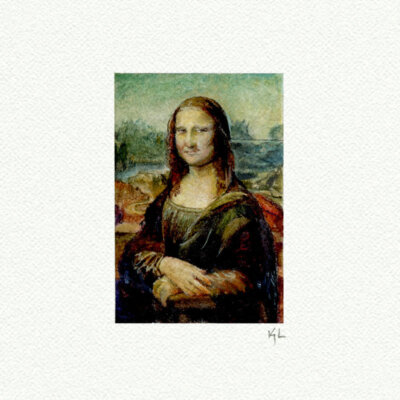 Mona Lisa miniature watercolor reproduction by Karen Libecap