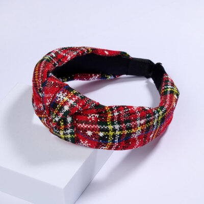 Red Tweed & Tinsel Knotted Headband