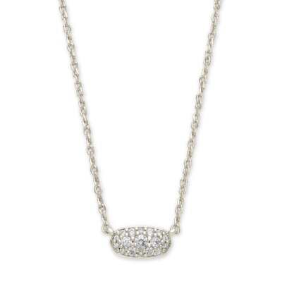 Grayson Silver Pendant Necklace in White Crystal