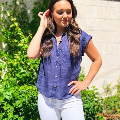 Short Sleeve Flowy Pocket Button