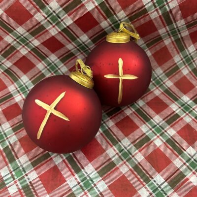 Glass Ball Ornament Red/Gold