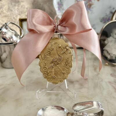 Pink Stork and Baby Intaglio Acrylic Hanger