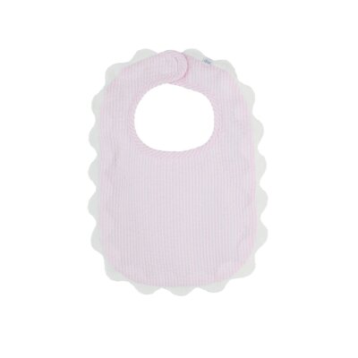 Pink Seersucker Scallop Bib