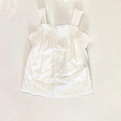 Smocking Tank with Floral Eyelet