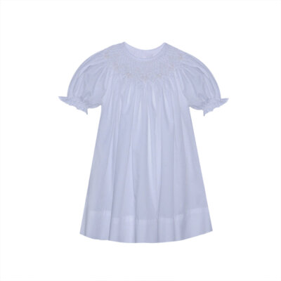 White Savannah Smocked Bishop Dress