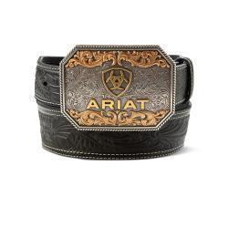 Ariat Mens Belt in Floral Embossed Black
