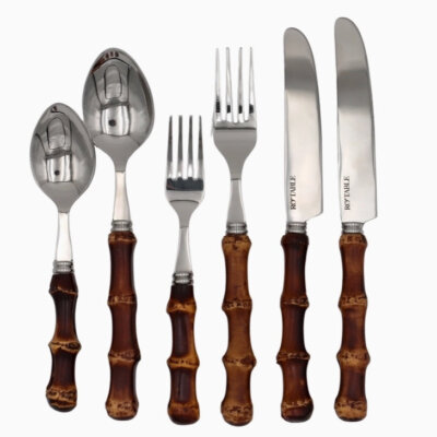 Burnt Bamboo Cultery 6 piece set of 4