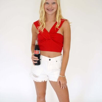 Cherry Twist Crop Top - Red