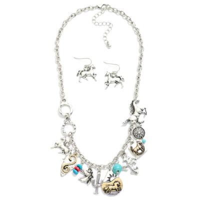 Metal Western Charm Necklace Set