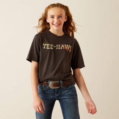 Ariat Youth Yee Haw Twist T-Shirt in Vintage Black