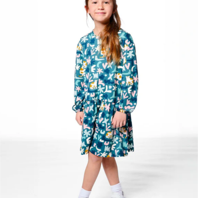 Green Cat Print Dress