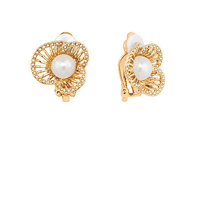Flower Filigree Clip Earrings