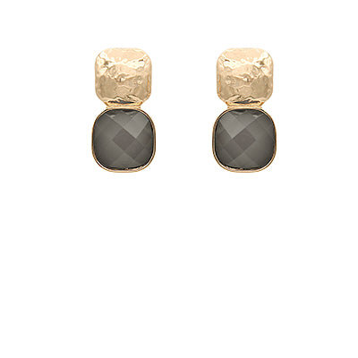 Textured Metal Earrings- Grey