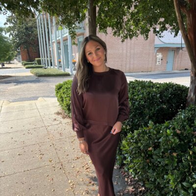 Long Sleeve Raglan Detal Crewneck in Umber