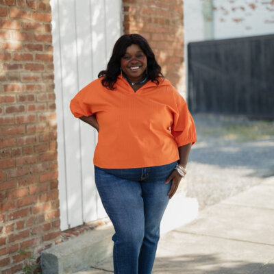 Sloan Orange Pinstripe Top (S-3XL)