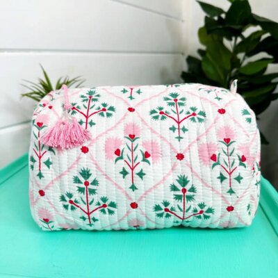 Folk Floral Quilted Handmade Travel Bag