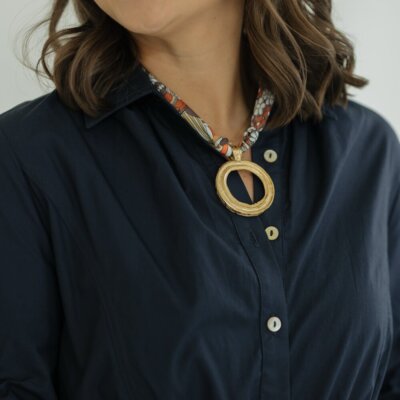 Brown & Orange Twilly Medallion Necklace