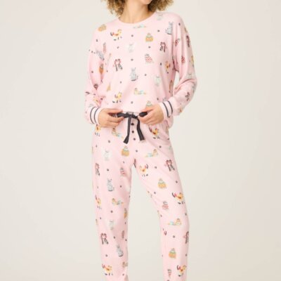 PJ Salvage Halloween Cat Print PJ Set