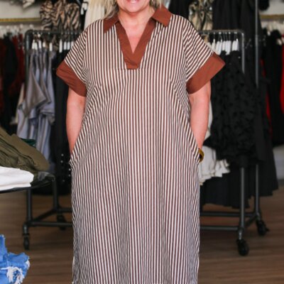 The Preston Stripe Dress in Chocolate