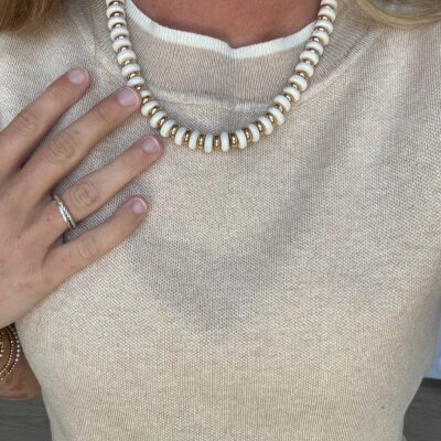 The Capri Luxe Beaded Necklace - White / Gold