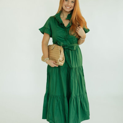 Lena Holiday Green Maxi Dress