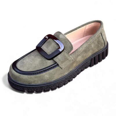 Bernie Mev Agatha Olive Suede Loafers