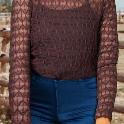 Chestnut Charm Mesh Top