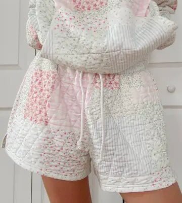 Sunkissed Coconut Pastel Patchwork Quilted Lounge Shorts