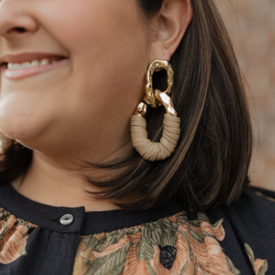 Tan Leather Wrapped Earrings