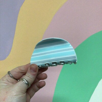 Sky Blue Stripe Hair Claw