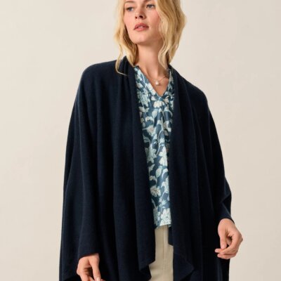 Louisa Cashmere Blend Wrap Navy