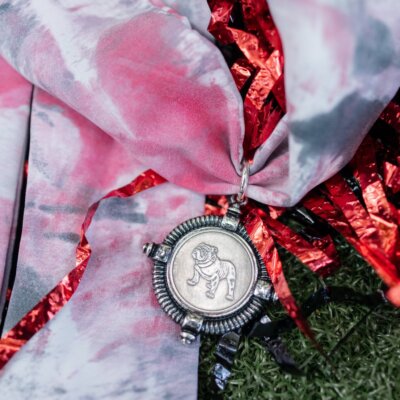 Red and Black Hand Painted Bulldog Necklace